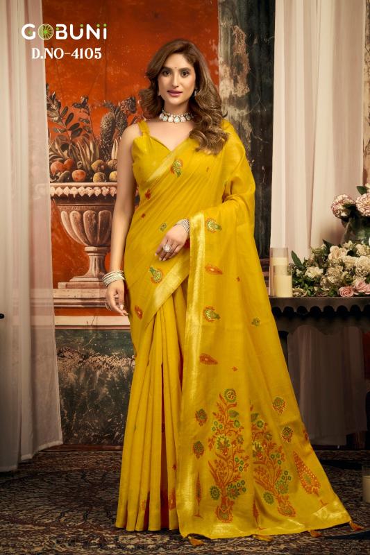 Gobuni sejal zari border saree for women wholesale